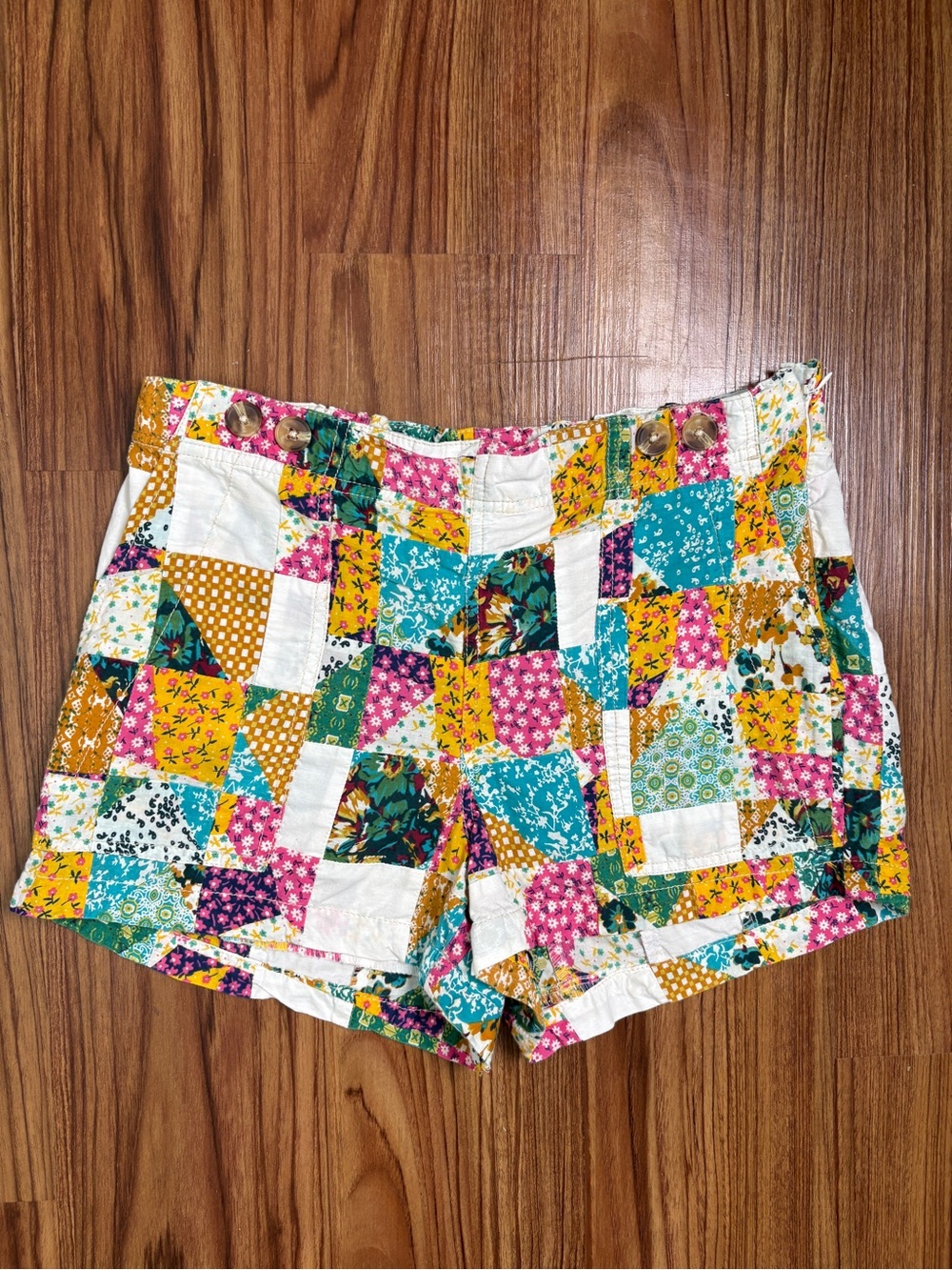 Pilcro High-Waist Patchwork Shorts with Boho Vibes